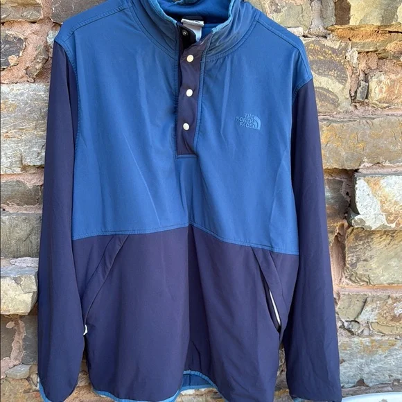 The North Face Blue Windbreaker Jacket with Mock Neck - Picture 1 of 12